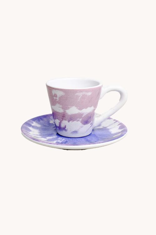 Xícara de Café Tie Dye com Pires em Cerâmica