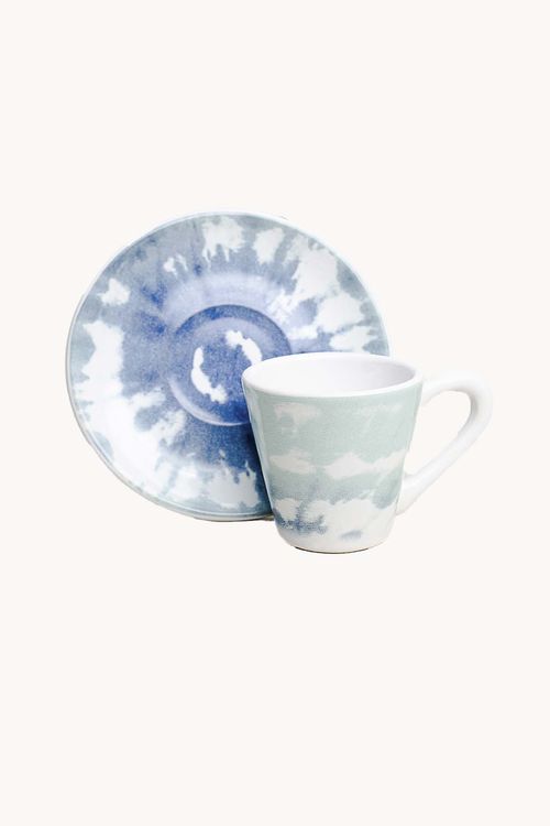 Xícara de Café Tie Dye com Pires em Cerâmica