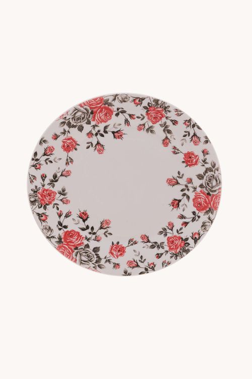 Prato Raso Floral em Porcelana