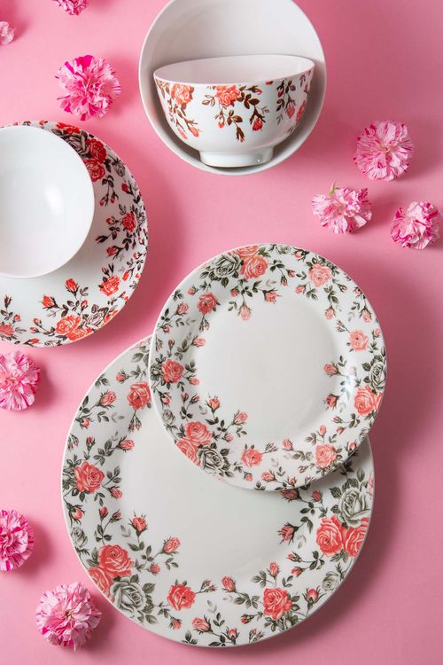 Prato Sobremesa Floral em Porcelana