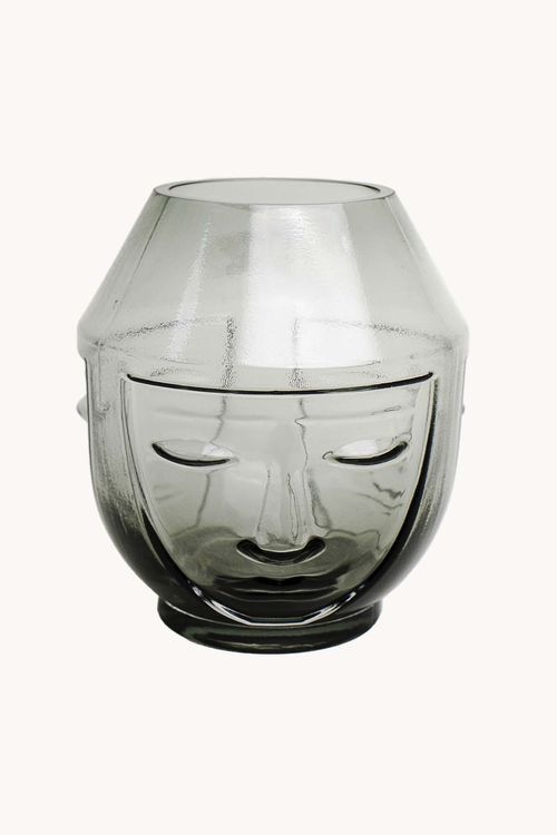 Vaso com Rosto Decorativo em Vidro