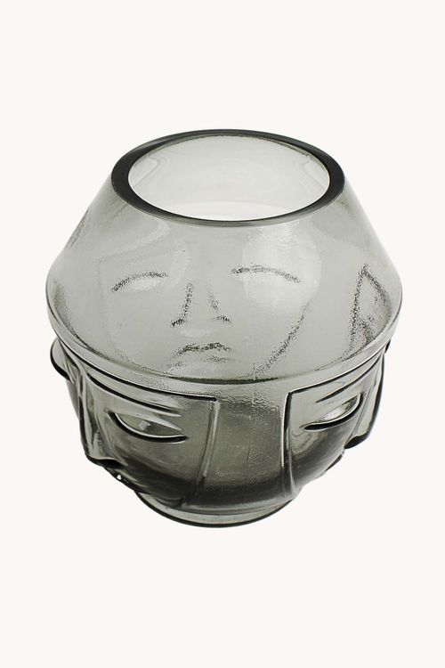 Vaso com Rosto Decorativo em Vidro