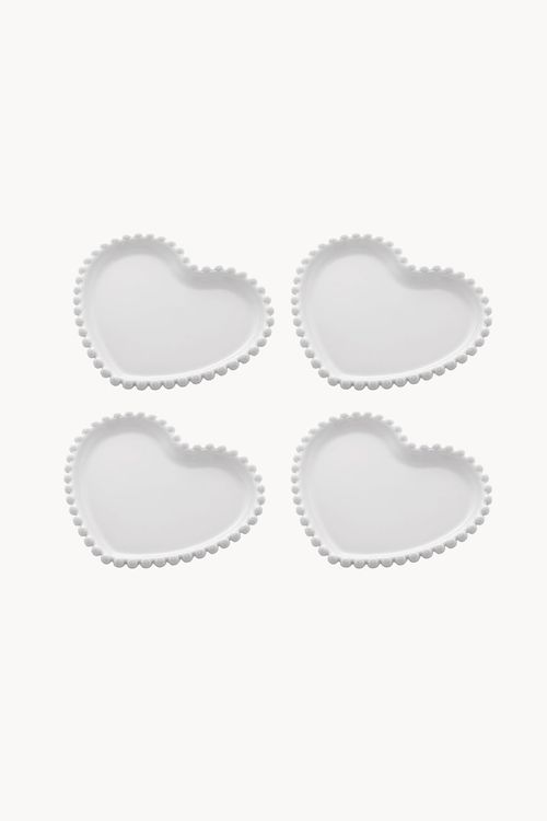 Conjunto Pratos de Coração  em Porcelana 4 Peças
