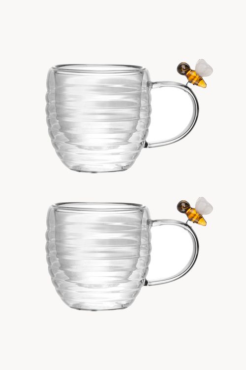 Conjunto de Xicaras de Chá com Dupla Parede em Vidro 180Ml