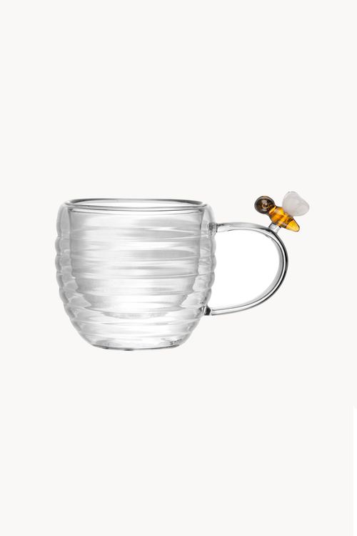 Conjunto de Xicaras de Café Lovely Bee em Vidro Borossilicato 2 Peças 80Ml