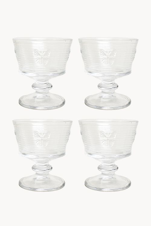 Conjunto de Taças para Sobremesa Line Butterfly  em Vidro 4 Peças 240Ml