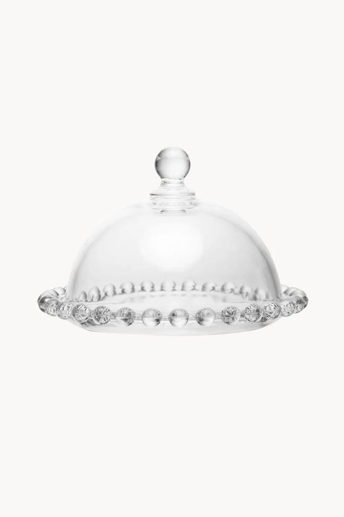 Mini Prato para Bolo Pearl em Vidro com Tampa