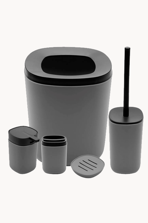 Conjunto 5 Peças Para Banheiro Cinza