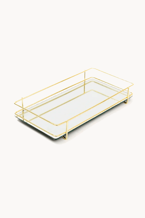 Bandeja Retangular Portuguesa Dourada 34,5x12,5x4cm