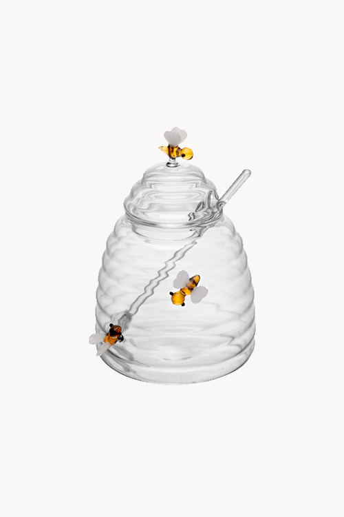 Açucareiro de Vidro Borossilicato com Colher e Tampa Lovely Bee 470ml