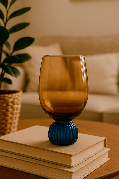 Taça Âmbar com Base Azul 400 ml