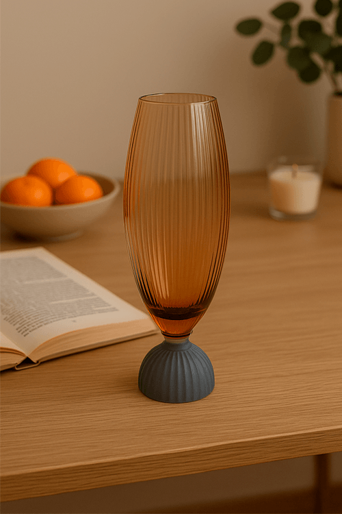 Taça de Champanhe Âmbar com Base Azul 500ml