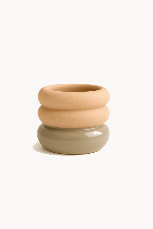 Vaso Redondo Em Dolamita Bege Tamanho P 17x23cm