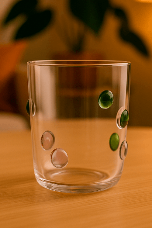 Copo Transparente com Bolinhas Coloridas 350 ml