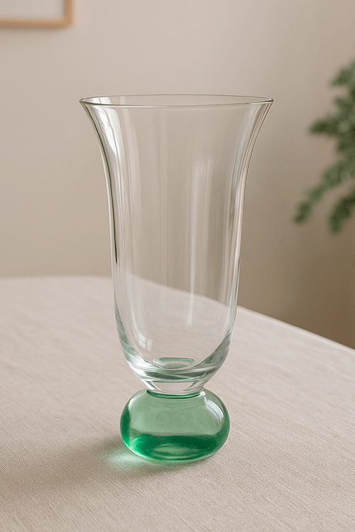 Taça de Champanhe Transparente com Base Verde 180 ml