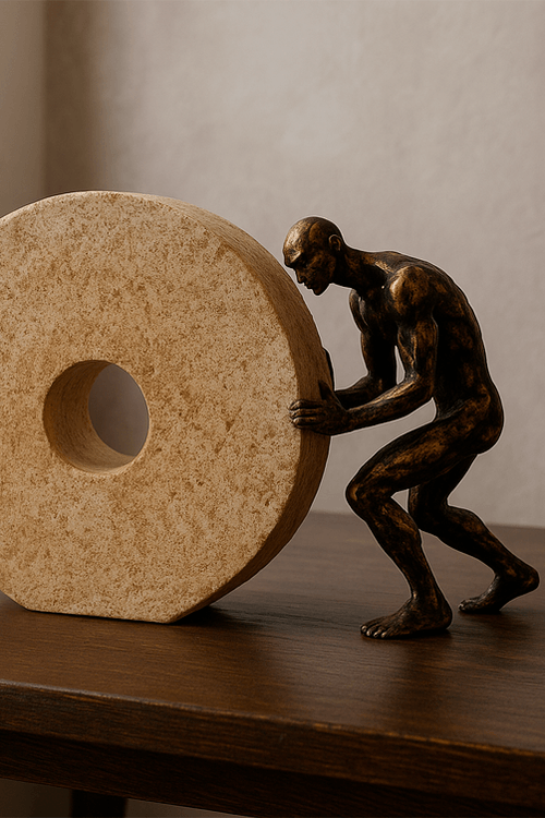 Escultura Homem Empurrando Pedra
