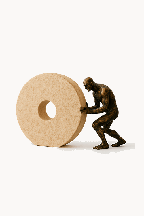 Escultura Homem Empurrando Pedra