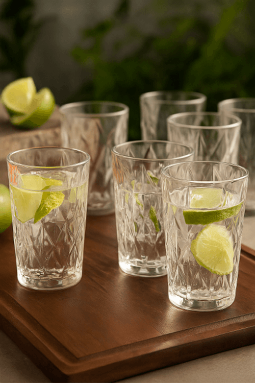 Conjunto de Copos Diamante em Vidro com 6 Peças 370ml