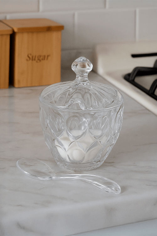 Açucareiro Berlin De Cristal 210ml Com Colher