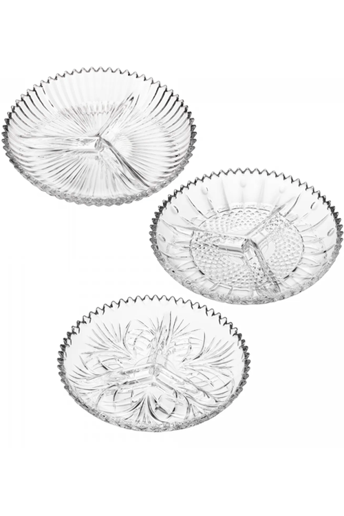Petisqueira com 3 Divisórias de Cristal Sortida