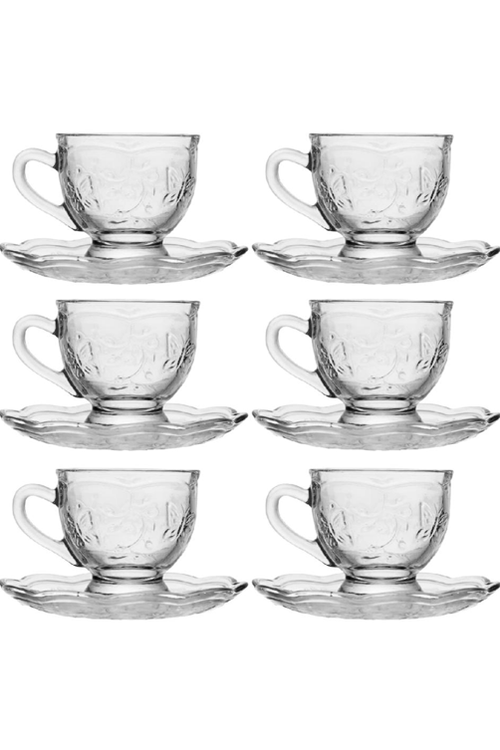 Conjunto de Xícaras de café com pires de Cristal 80 ml New Butterfly