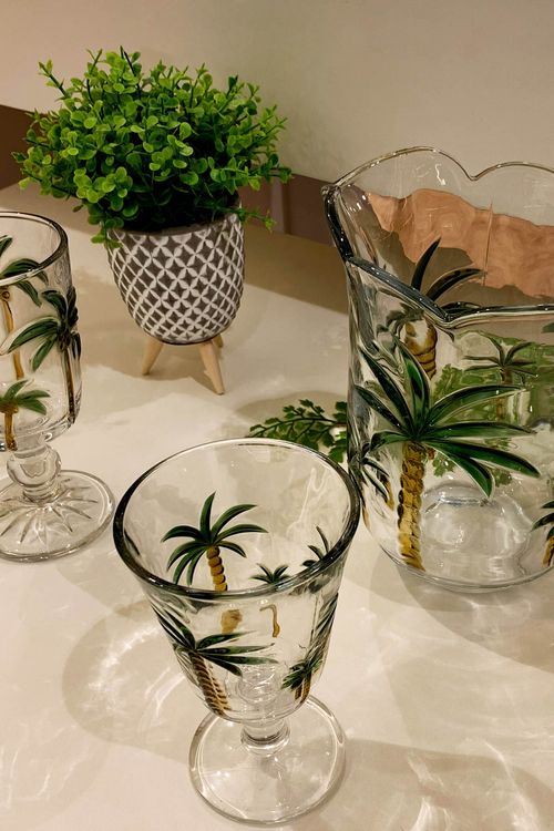 Conjunto de Taças para Água Tropical Palm em Vidro 6 Peças  310ml