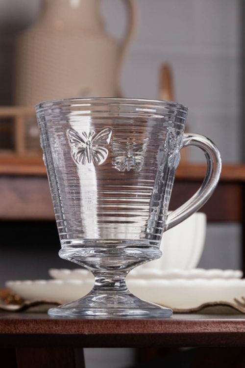 Conjunto de Canecas para Cappuccino Lines Butterfly em Vidro 4  Peças 240Ml