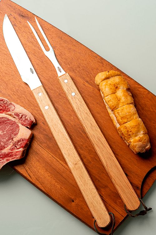 Conjunto para Churrasco em Madeira  2 Peças