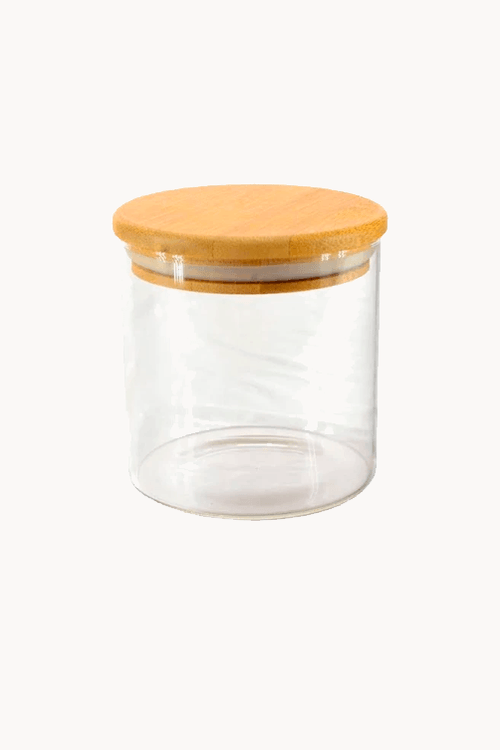 Pote Hermetico Redondo de Borossilicato com Tampa de Bambu 500ml