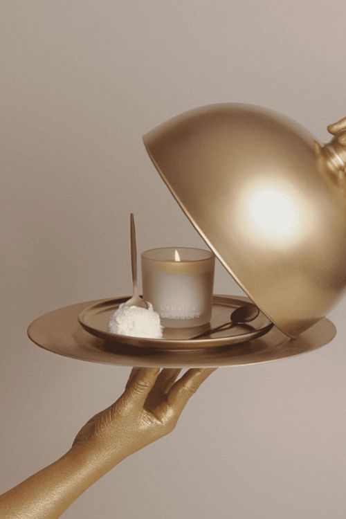 Vela Perfumada Bacio Di Latte com Suporte em Vidro