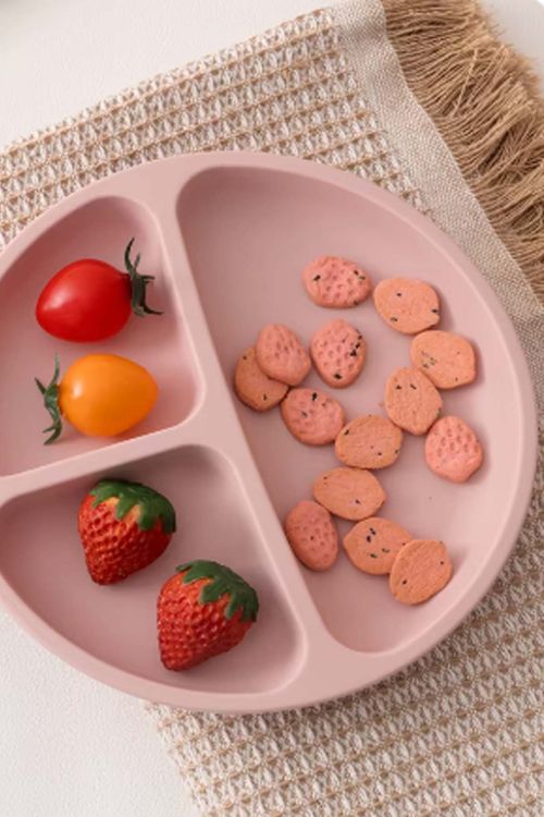 Conjunto de Refeição Infantil em Silicone Rosa 3 Peças