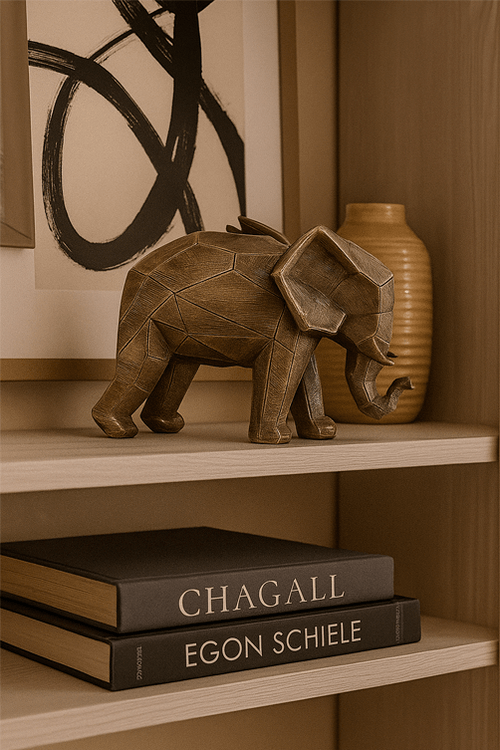 Escultura Elefante Geométrico de Pedra
