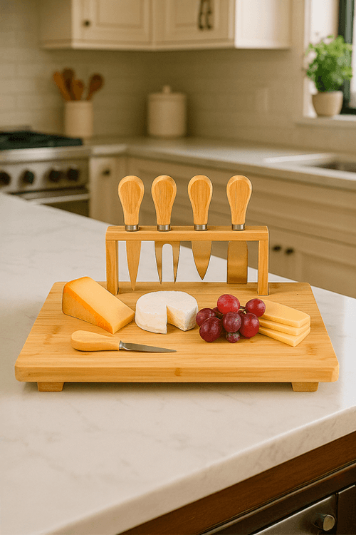 Conjunto para Queijo em Bambu 5 Peças