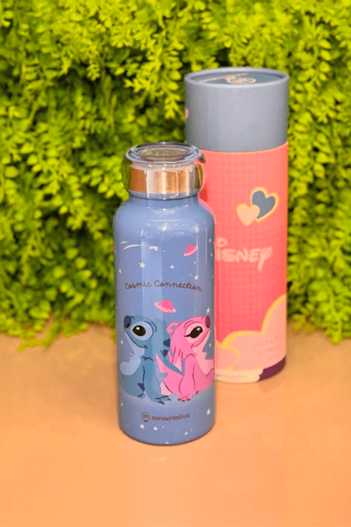 Garrafa Térmica Bubble Stitch e Angel Namorados - Disney 500ml