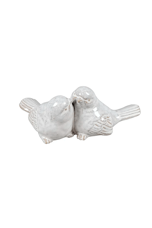 Escultura Casal de Passaros em Ceramica