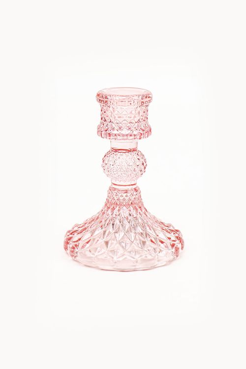 Castiçal em Cristal Rosa