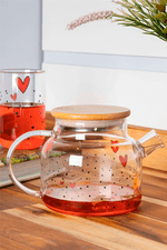 Chaleira em Vidro Borossilicato com Tampa em Bambu 600Ml