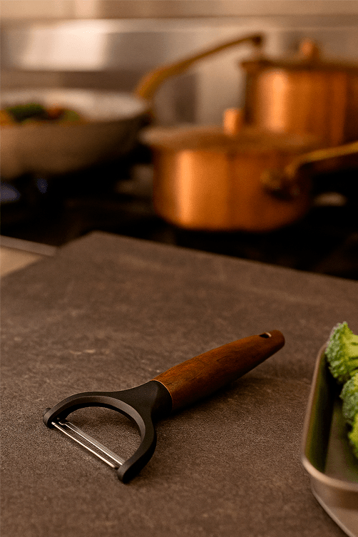 Descascador Pratic Chef em Aco Inox com Cabo em Madeira