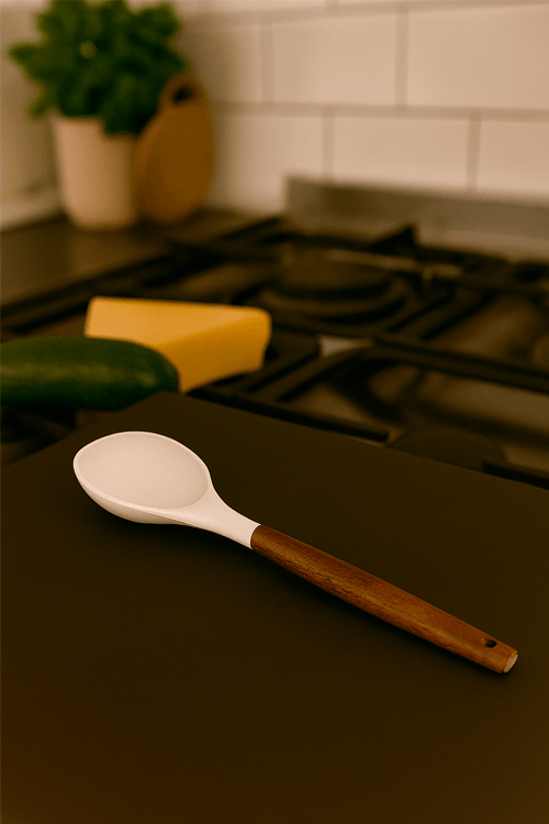 Colher Pratic Chef em Silicone com Cabo em Madeira