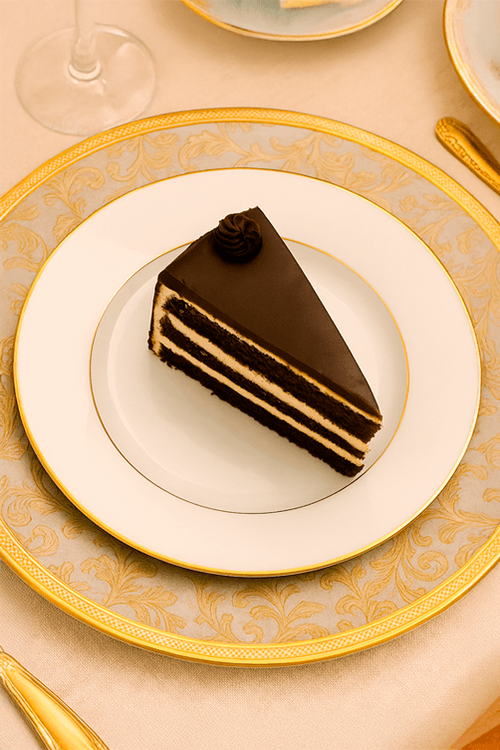 Prato Sobremesa de Porcelana Majesty Gold
