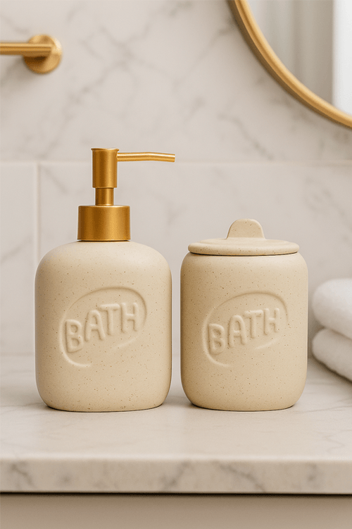 Conjunto  para Banheiro Letters em Cerâmica 2 Peças