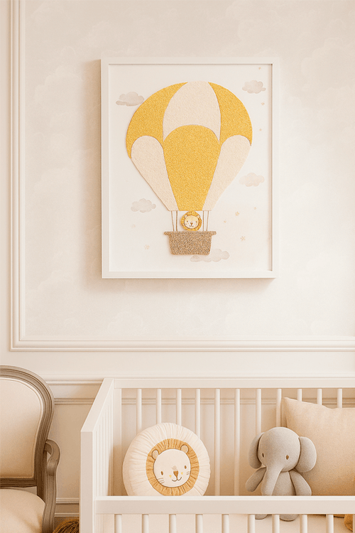 Quadro Leãozinho no Balão 3D em Madeira