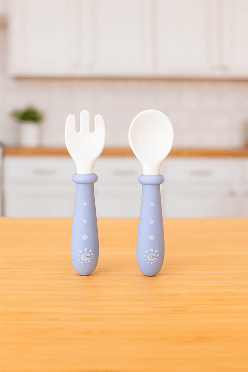Conjunto de Talheres Infantil em Silicone Lunar