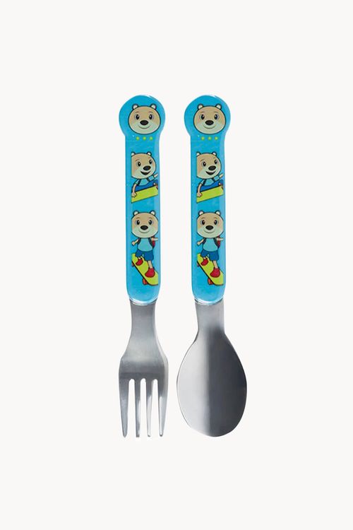 Conjunto de Talheres Infantil em Aço Inox Skate 2 Peças