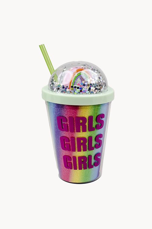 Copo Decorativo com Canudo Rainbow 450ml