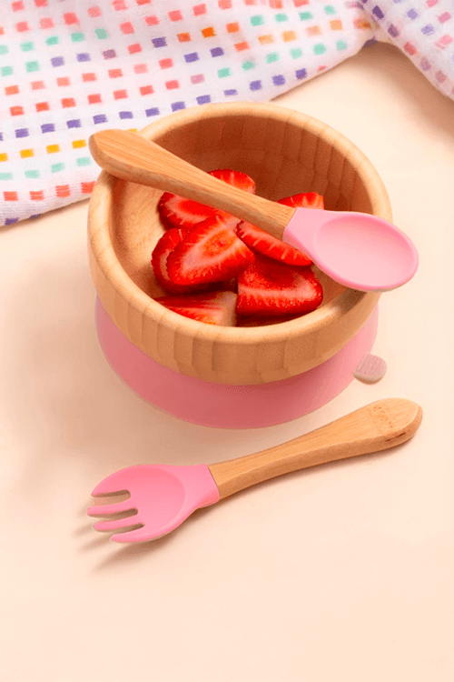 Jogo para Refeição com Ventosa Silicone Ecokitchen em Bambu