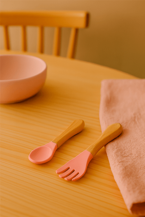 Conjunto de Talheres em Silicone com Cabo Madeira Ecokitchen