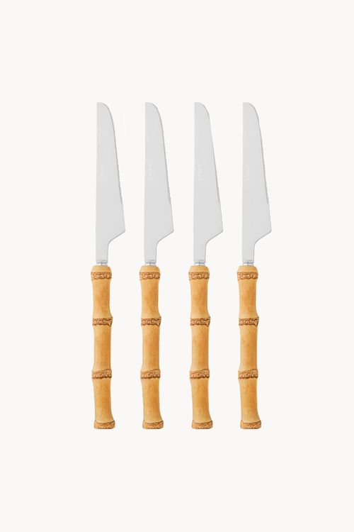 Conjunto de Facas Tulum em Aço Inox com Cabo em Bambu 4 Peças