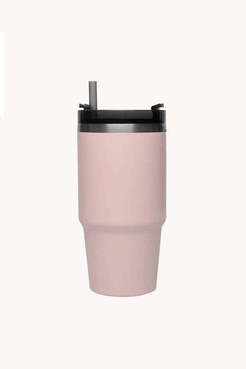 Copo Térmico com Parede Dupla em Aço Inox com Canudo 590ML