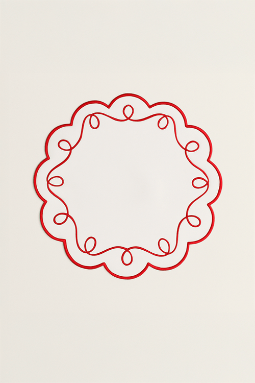 Jogo Americano Nylon com Bordado Vermelho